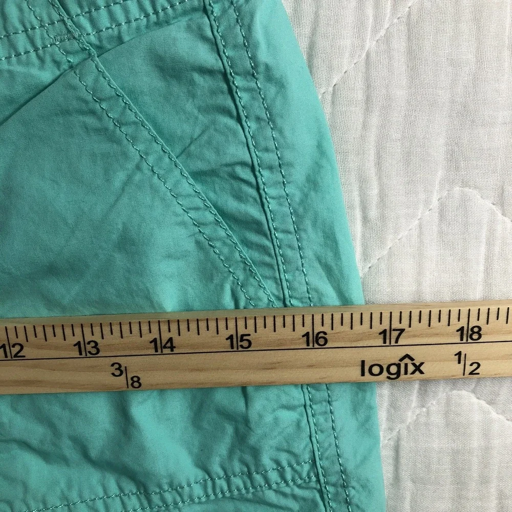 SO Shorts Girls 12 Aqua Blue Utility‎ Bermuda Cuffed Adjustable Waist Mid Rise